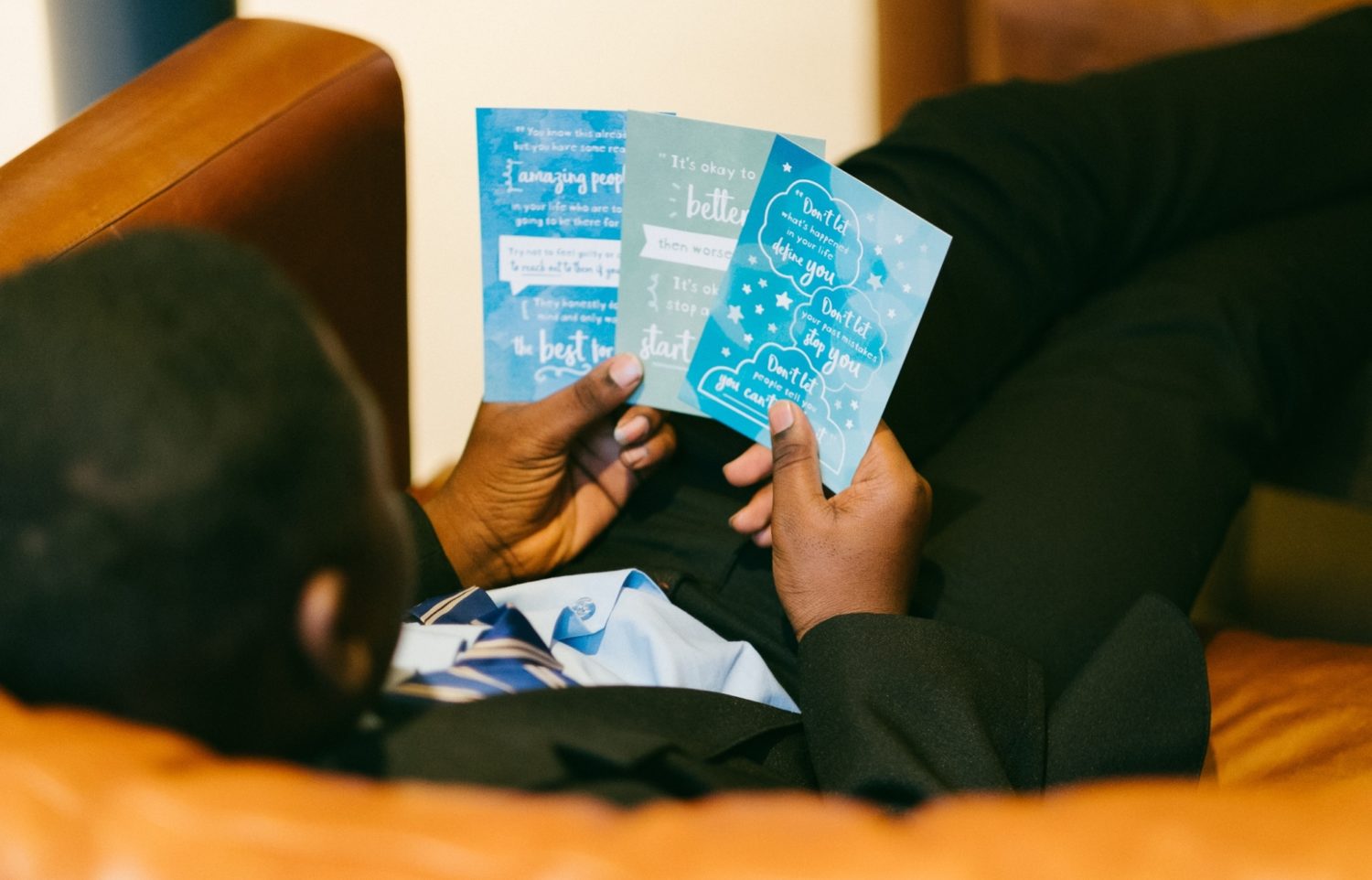 Six postcards with affirming phrases
